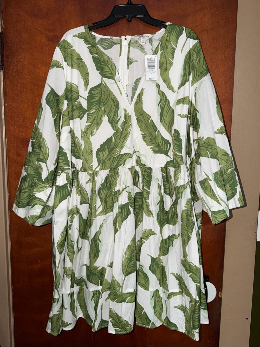 torrid White Mini Dress with Green Leaf Print